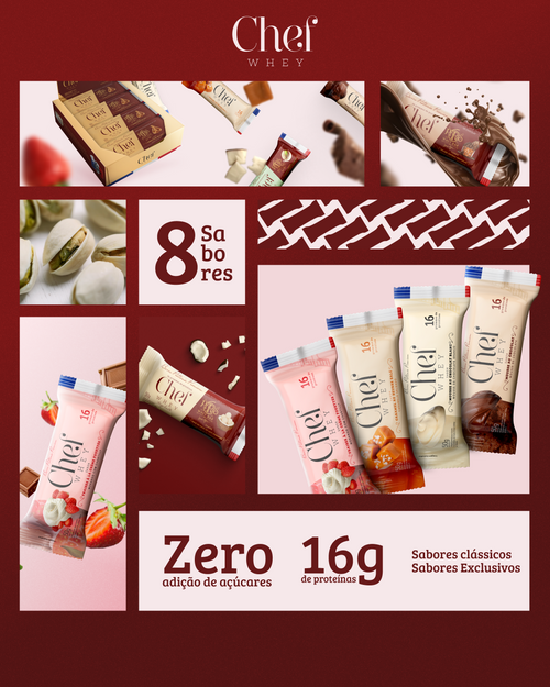 DISPLAY CHEF WHEY BAR MOUSSE CHOCOLATE BRANCO 12 UNIDADES