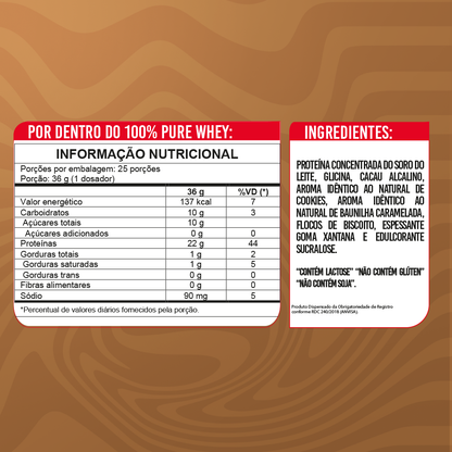 100% PURE WHEY PURETECH 900G COOKIES  N CREAM REFIL