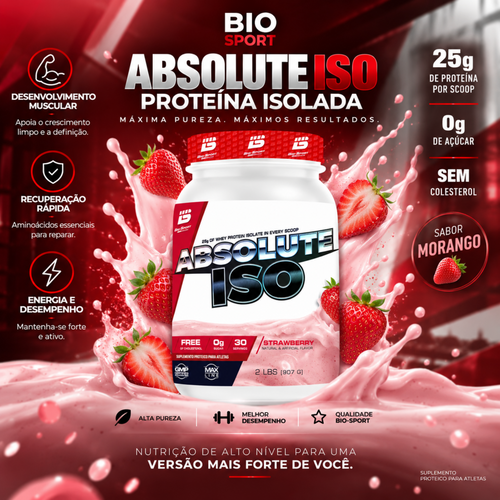 Absolute Iso Whey 907g – Sabor Morango