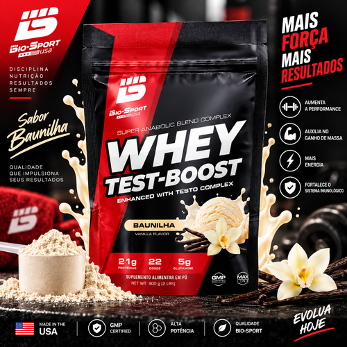 Whey Test-Boost 900g – Refil Sabor Baunilha