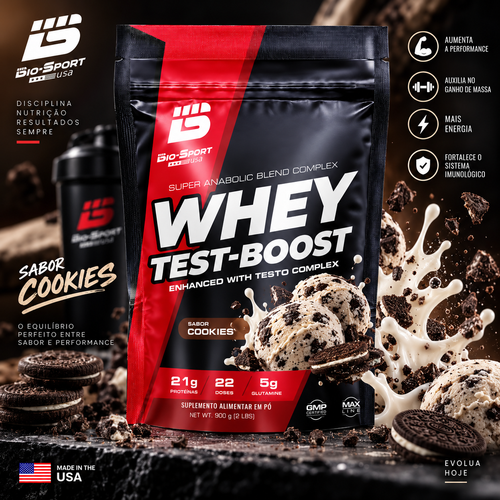 Whey Test-Boost 900g – Refil Cookies Cream