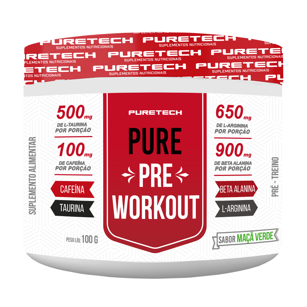 PURE PRE WORKOUT 100G PURETECH MAÇÃ VERDE